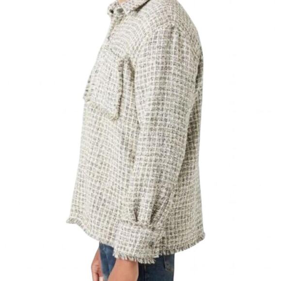 Forever 21 Metallic Bouclé Frayed Shirt Y2K Button-Up – Size M - Picture 12 of 13